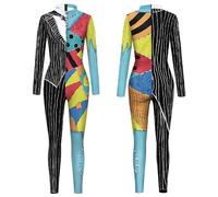 AYIMEIS Donna Sally Cosplay Costume Tuta Flim Jack Skellington Sally Costume Sposa Scheletro Uniforme Gotico Jumpsuit Stampato Natale Halloween Carnevale Party Stage Performance Abiti