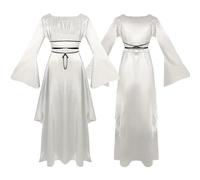 AYIMEIS Donna Vestito Medievale con Maniche a Tromba Costume da Strega Abito Rinascimentale Vittoriana Vintage Costume Gotica Vestito Halloween Carnevale Natale Festa Cosplay Abito Adulti S-3XL