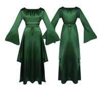 AYIMEIS Donna Vestito Medievale con Maniche a Tromba Costume da Strega Abito Rinascimentale Vittoriana Vintage Costume Gotica Vestito Halloween Carnevale Natale Festa Cosplay Abito Adulti S-3XL