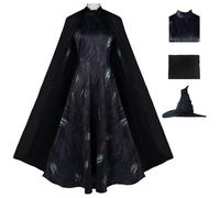 AYIMEIS Elphaba Cosplay Costume 3 Pezzi Wicked Strega Costume Elphaba Uniforme Nero Gotico Abito da Strega Natale Halloween Carnevale Party Stage Performance Cosplay Adulto