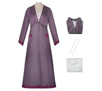 AYIMEIS Elphaba Cosplay Costume Set Wicked Strega Costume Elphaba Abito Vintage Viola Natale Halloween Carnevale Party Stage Performance Cosplay Adulto