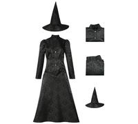 AYIMEIS Elphaba Cosplay Costume Set Wicked Strega Elphaba Costume Nero Gotico Abito da Strega Natale Halloween Carnevale Party Stage Performance Cosplay Adulto