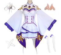 AYIMEIS Emilia Cosplay Costume Completo Anime Re Zero Cosplay Outfit Emilia Uniforme Natale Halloween Carnevale Party Stage Performance Costume Adulto