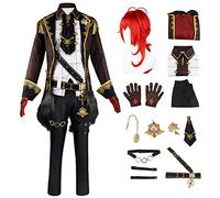 AYIMEIS Genshin Impact Diluc Cosplay Costume Completo con Parrucca Genshin Cosplay Outfit Diluc Uniforme Natale Halloween Carnevale Party Stage Performance Costume Adulto XS-3XL