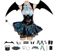 AYIMEIS Little Devil Miku Cosplay Costume Set con Parrucca Coda Alata Anime Miku Cosplay Uniforme Gotico Natale Halloween Carnevale Party Stage Performance Costume Adulto