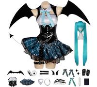 AYIMEIS Little Devil Miku Cosplay Costume Set con Parrucca Coda Alata Anime Miku Cosplay Uniforme Gotico Natale Halloween Carnevale Party Stage Performance Costume Adulto