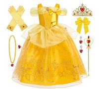 AYIMEIS Principessa Belle Costume Bambina Vestito da La Bella e la Bestia con Accessori Costume da Halloween Carnevale Cosplay Compleanno Natale Festa Vestito Fantasia