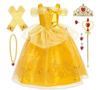 AYIMEIS Principessa Belle Costume Bambina Vestito da La Bella e la Bestia con Accessori Costume da Halloween Carnevale Cosplay Compleanno Natale Festa Vestito Fantasia
