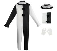 AYIMEIS Terrifier Costume per Uomo e Donna Art The Clown Cosplay Costume Terrifier Clown Assassino Uniforme Bianche e Nere Natale Halloween Carnevale Party Performance Abiti per Adulti XS-3XL