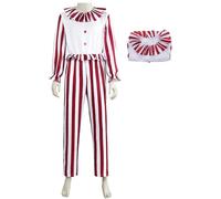 AYIMEIS Uomo Costume da Clown Horror Killer Tuta Clown in a Cornfield Cosplay Costume Pazzo Terrore Assassino Uniforme Natale Halloween Carnevale Party Performance Abiti per Adulti XS-3XL