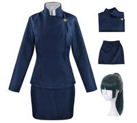 AYIMEIS Zenin Maki Cosplay Costume Completo con Parrucca Anime Cosplay Outfit Maki Zenin Uniforme Scolastica Natale Halloween Carnevale Party Stage Performance Adulti Nero/Blu