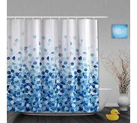 AYISTELU Tenda da Doccia Design Stampato 3D,Rocce Blu della Pietra del ciottolo su Bianco, con 12 Ganci di plastica 180 * 180cm