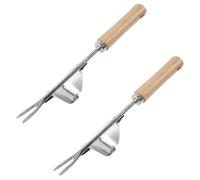 Ayizhiniu 2pcs Sarchiatore Manuale, Sarchiatore per Erbacce Acciaio Inox, Estirpatore Erbacce con Manico Legno, Sarchiatore Garden, Applica Aiutare Agricoltori Rimuovere Erbacce Loro Camp