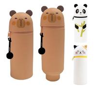Ayizhiniu Astuccio Portapenne Animali Dolci, 2 in 1 Soft Silicone Pencil Case, Astuccio Verticale, Chiusura Cerniera Astuccio, Applica Aiutare Studenti Sviluppare L'abitudine Conservare (B)