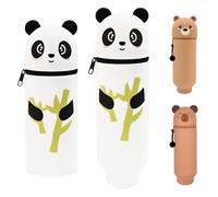 Ayizhiniu Astuccio Portapenne Animali Dolci, 2 in 1 Soft Silicone Pencil Case, Astuccio Verticale, Chiusura Cerniera Astuccio, Applica Aiutare Studenti Sviluppare L'abitudine Conservare (C)