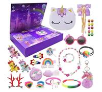 Ayizhiniu Calendario Avvento Bambina 2024, Calendario Avvento Unicorno, 24 Giorni Unicorno Natale Conto Alla Rovescia Calendario, Unicorno Accessori Capelli Avvento, Applicabile Ragazze (B)