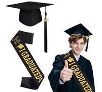 Ayizhiniu Cappello Laurea Unisex, Set Laurea Cappello e Fasciacca, Tocco Laurea Regolabile, Berretto Laurea Cappello con Nappa, Applica a Abito per la Cerimonia Laurea (B)