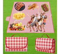 Ayizhiniu Telo Picnic Impermeabile, Coperta Picnic 200 x 200 cm, Plaid Rosso Telo Picnic, Portatile Tovaglia Pic Nic con Manici, Applica a Prati Nei Parchi, Picnic Periferia, Campeggi, Ecc