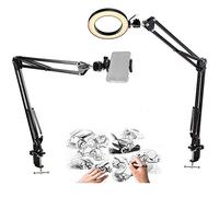 AYIZON Luce ad anello per telefono, 20 cm, con 2 bracci di sospensione per iPhone/Samsung, cottura, artigianato, calligrafia, disegno, lezioni online, registrazione video