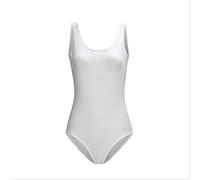 AYJMA Body da Donna in Maglia di Cotone a Coste skinny Casual Pagliaccetti Solido Senza Maniche Canotta Aderente Body Top Elastico M Bianco