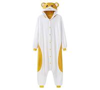 AYJMA Kigurumis Unisex Tutina Animale Topo Pigiama Giallo Bianco Tuta Allentata in Pile Polare Tuta Carina L Criceto