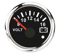AYJYZHIAG Auto Marine Barca Boost Allarme Calibro 2 ''52mm Misuratore di Pressione Olio Livello dell'Acqua Temperatura del Carburante 12V 24V voltmetro Accessori Meter(Volt 8-16V BS)