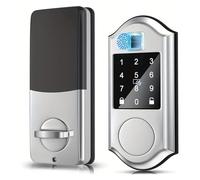 AYJYZHIAG Catenaccio intelligente con impronta digitale Serratura for porta elettrica chiusura Blocco automatico Chiave/Password/(Silver)