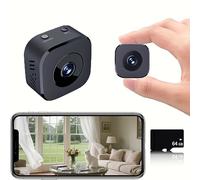 AYJYZHIAG Mini telecamera di sicurezza 6K wireless 2.4G WiFi monitoraggio protezione visione notturna remota sorveglianza casa intelligente nuova(Black-64GB Card)