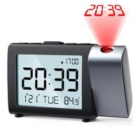 AYJYZHIAG Sveglia con proiettore Digitale, Ricaricabile, LED, Caricabatterie USB, Sveglia con proiettore for Ufficio, Camera da Letto, Comodino, Orologio da Tavolo(Black)