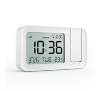 AYJYZHIAG Sveglia con proiettore Digitale, Ricaricabile, LED, Caricabatterie USB, Sveglia con proiettore for Ufficio, Camera da Letto, Comodino, Orologio da Tavolo(Chrome)