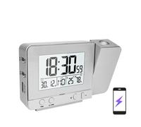 AYJYZHIAG Sveglia con proiezione for Camera da Letto con termometro, igrometro, Orologio Digitale da soffitto, Display LED dimmerabile con Caricabatterie USB