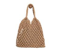 AYKANING Borsa Mare,Borse Mare Borse a tracolla traforate for le donne, borsa di paglia di grande capacità, borsa da viaggio vintage, borsa da spiaggia, shopping pack(Light tan)