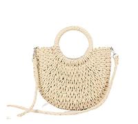 AYKANING Borsa Paglia,Borsa di Paglia Donna Borsa di Paglia Tessuto in Rattan Handmade a mezzogiorno Donne in Tessuto di Estate Borse a Tracolla di Messenger Girls Piccola Borsa da Spiaggia(Beige)
