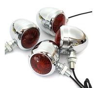 AYKANING Frecce Moto,Frecce Moto Led 2/4pcs 12V Retro Metal Metal Chrome Motorcycle Directory Segnale Indicatore Alogeno Lampadina Lampadina Vintage Amber Universal(Material:4Pcs)