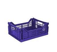 AYKASA, cassetta pieghevole, stabile, in plastica, impilabile, blu sasso, M (40 x 30 x 14 cm)