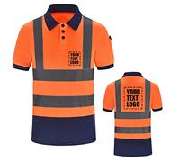 AYKRM Camicia di polo riflettente di sicurezza di alta visibilità su misura di logo delle magliette di polo di alta visibilità stampata su misura (Arancia, 3XL-4XL)