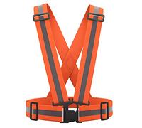 AYKRM Gilet Alta Visibilita, Bretelle Giubbotto Catarifrangenti/Giacca Riflettente di con Striscia Riflettente/Pettorina Catarifrangente per Corsa/Running/Ciclismo (Arancione, S-XXL)