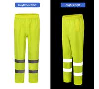 AYKRM HI VIS Pantaloni riflettenti Pantaloni sportivi antivento impermeabili a righe di sicurezza Pantaloni lunghi Oxford Viaggio di escursionismo in bicicletta YELLOW XL