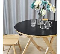 AYLFBFU Tovaglia PVC Opaca Rotonda 110cm - Nero 2mm Tovagliette Rotonde - Resistente al Calore, Antigraffio - Pellicola Trasparente Adesiva per Bancone Soggiorno