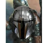 AYLIN OVERSEAS Mandalorian Casco medievale in acciaio calibro 18, casco mandaloriano, argento lucido