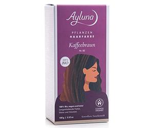 Ayluna Tintura vegetale per capelli 80 castani caffè - Vegano all'henné - Crape indiano, fieno greco e camomilla - Per una colorazione a lunga durata, lucentezza e volume, senza ammoniaca -