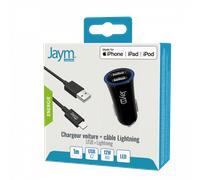 aym - Confezione di caricabatterie da auto a 2 porte USB 12W + cavo Lightning da 1 metro compatibile con Lightning MFI Nero - Nouvo