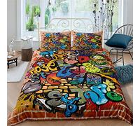 AYMAING Set Biancheria da Letto Copripiumino Camera da Letto in Microfibra Set 3D Graffiti Art Confortevole Federa Copripiumini Copripiumino 3 Pezzi con Chiusura A Cerniera