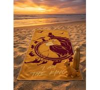 Aymax Lenzuolo da spiaggia per bambini, Re Leone Disney, 70 x 140 cm, 100% poliestere, Simba I Am The King Oro & Bordeaux | Licenza Ufficiale