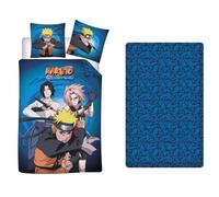 Aymax Naruto - Parure da letto 3 pezzi, copripiumino 140 x 200 cm + federa 63 x 63 cm + lenzuolo coordinato 90 x 190 cm