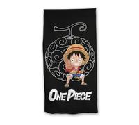aymax One Piece Telo mare 90 x 170 cm, 100% cotone, design mini luffy, nero
