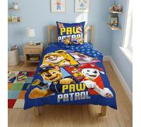 Aymax Parure da letto 3 pezzi Paw Patrol - Microfibra ultra morbida - copripiumino 140 x 200 cm + federa 63 x 63 cm + lenzuolo 90 x 190 cm - con Chase, Ruben, Marcus e Stella