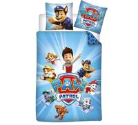Aymax Parure da letto blu Paw Patrol per bambini, 100% cotone, copripiumino reversibile 140 x 200 cm + federa 65 x 65 cm, con Stella, Ryder, Ruben, Rocky, Zuma, Everest, Chase e Marcus