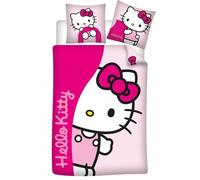 Aymax Parure da letto Hello Kitty in flanella, 100% cotone, copripiumino reversibile 140 x 200 cm + federa 65 x 65 cm