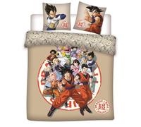 Aymax Parure da letto matrimoniale Dragon Ball Super, 2 persone, copripiumino reversibile 240 x 220 cm + 2 federe 65 x 65 cm, beige, policotone